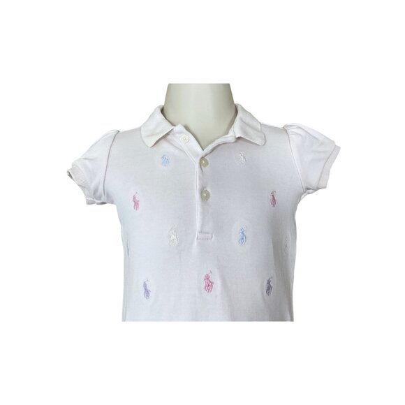 Ralph Lauren Ruffled SS Polo Dress Infant Girl Embroidered Polo Players 6M - Picture 2 of 8